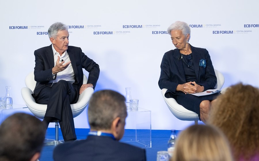 O Fórum BCE juntou no mesmo palco o presidente da Fed, Jerome Powell, e a líder do BCE, Christine Lagarde com os homólogos britânico e japonês.