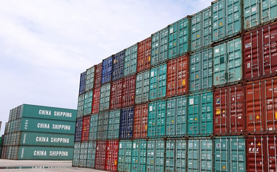 exportações, mercadorias, contentores