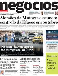 Primeira página do Negócios de 12 de setembro de 2023