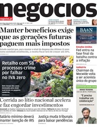 Primeira página do Negócios de 20 de setembro de 2023