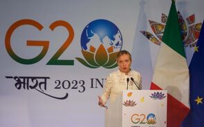 Georgia Meloni, primeira-ministra Italiana, na cimeira do G20 na Índia