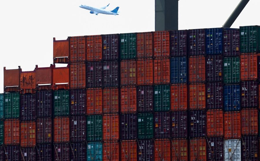 exportações, mercadorias, contentores