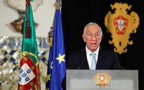 O Presidente da República, Marcelo Rebelo de Sousa, durante a mensagem ao país na véspera das eleições legislativas de Março de 2024