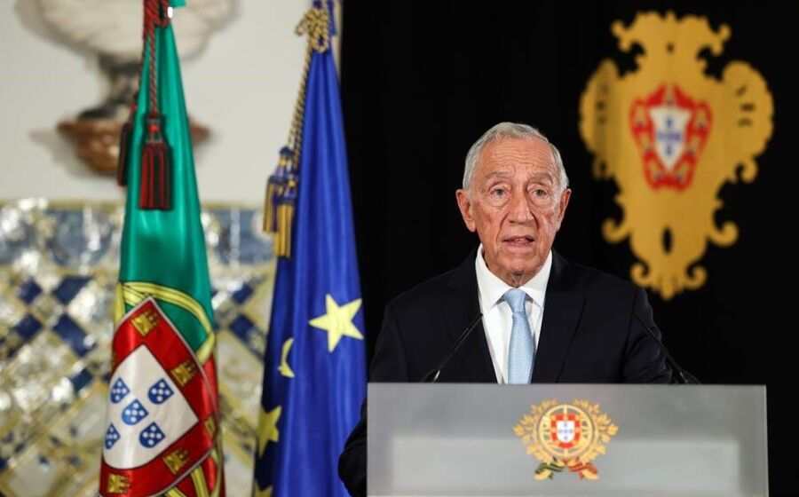 O Presidente da República, Marcelo Rebelo de Sousa, durante a mensagem ao país na véspera das eleições legislativas de Março de 2024
