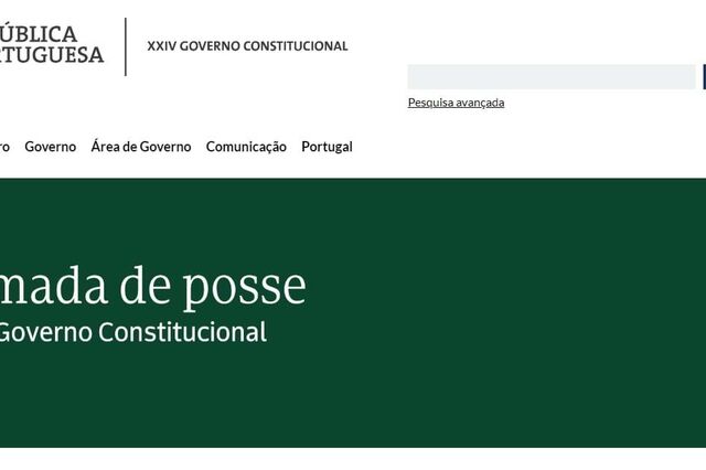 Página oficial do Governo recupera anterior logótipo