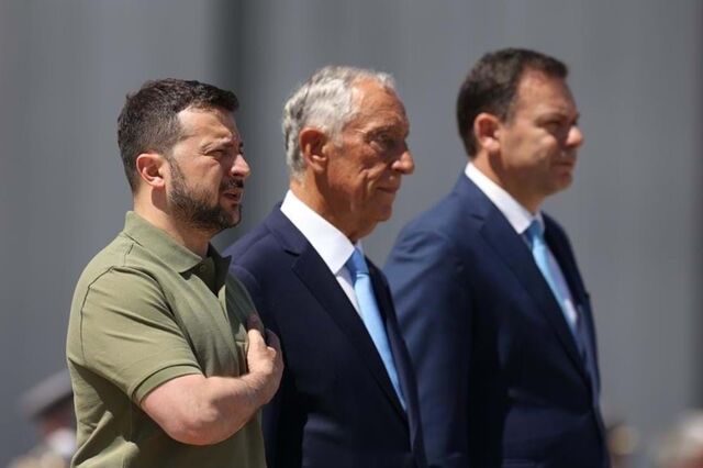 Ucrânia: Muita segurança e hino na receção a Zelensky em Figo Maduro