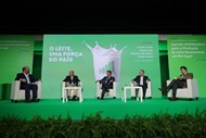 Arlindo Cunha, ex-ministro da Agricultura, Idalino Leão, presidente da CONFAGRI, Gonçalo Lobo Xavier, diretor-geral da APED, e Emídio Gomes, reitor da Universidade de Trás-os-Montes e Alto Douro, participaram no debate