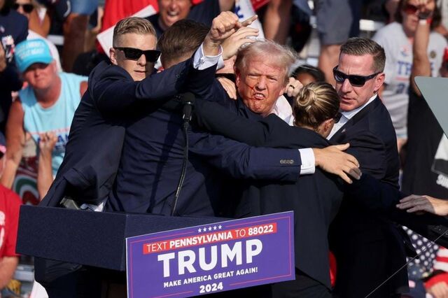 Trump leva tiro em comício mas sobrevive