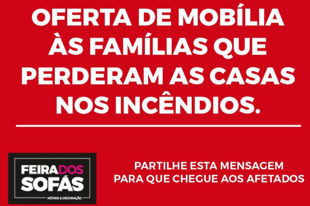 FEIRA DOS SOFÁS OFERECE MOBÍLIA NOVA ÀS FAMÍLIAS CUJAS CASAS ARDERAM NOS INCÊNDIOS