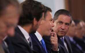 Luís Montenegro e Mário Ferreia na apresentação de apoios aos média