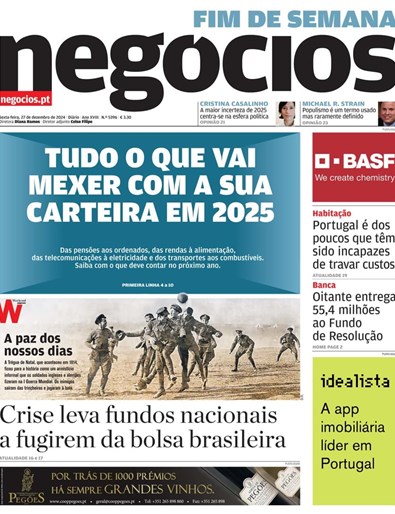 Primeira página do Negócios de 27 de dezembro de 2024