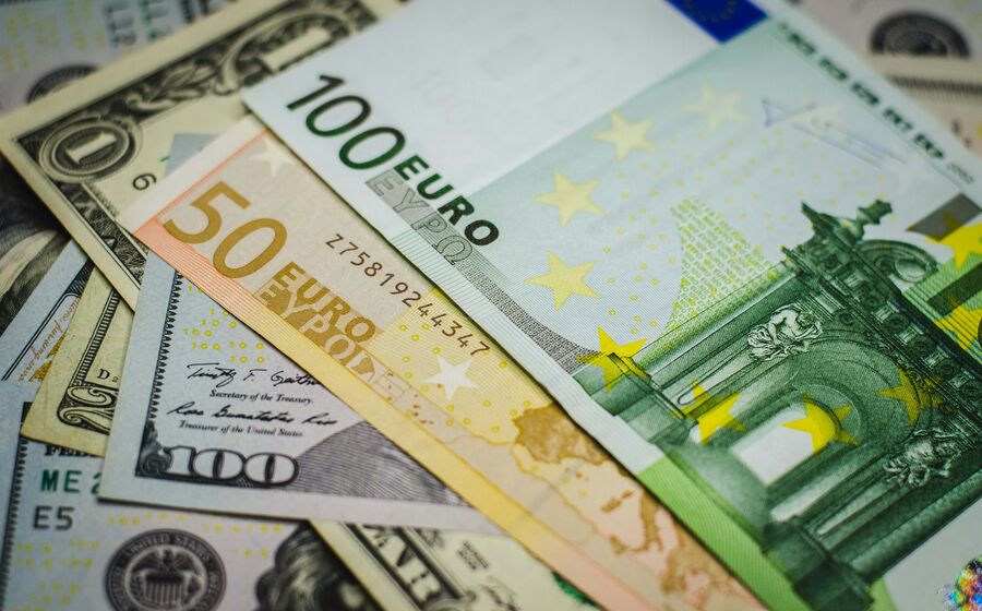 euros dolares moedas notas cambio