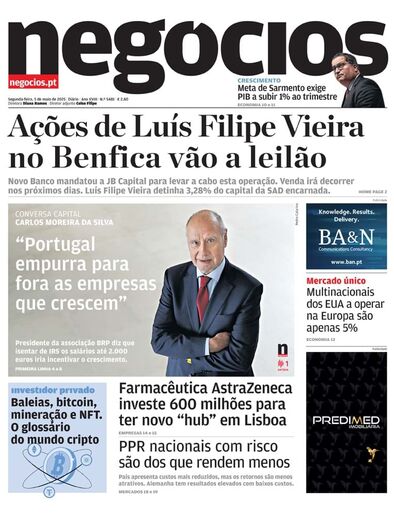 Primeira página do Negócios de 05 de maio de 2025