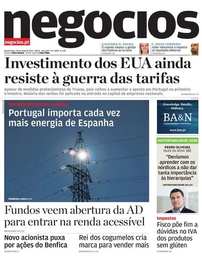 Primeira página do Negócios de 28 de maio de 2025