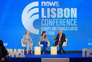 Theresa May e Jean-Pierre Raffarin na Lisbon Conference
