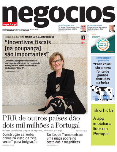 Primeira página do Negócios de 2 de junho de 2025