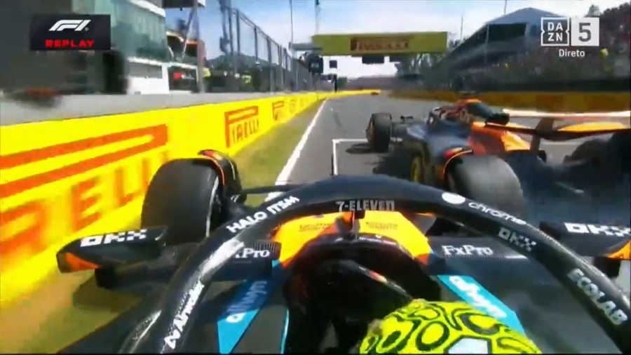 Corrida de Fórmula 1 vista da câmara onboard de um dos carros