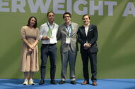 Entrega de prémios do Prémio Nacional de Inovação com Diana Ramos, Sérgio Silvestre, Pedro Coelho, Vasco Lopes e Yoni Engel