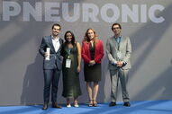 Entrega do Prémio Nacional de Inovação com Nuno Matos, Diana Ramos, Sérgio Silvestre, Teresa Silva e Sousa