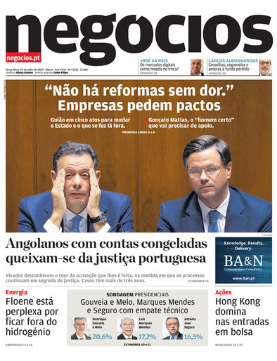 Primeira página do Negócios de 22 de julho de 2025