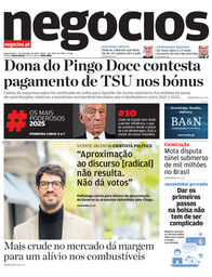 Primeira página do Negócios de 1 de setembro de 2025