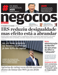 Primeira página do Negócios de 2 de setembro de 2025