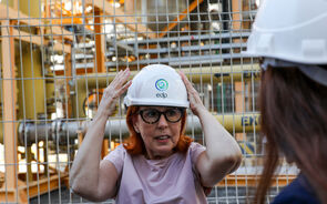 A ministra do Ambiente e Energia, Maria da Graça Carvalho na cerimónia que assinala a produção da primeira molécula de hidrogénio da EDP em Portugal.