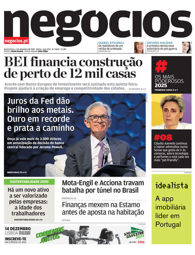 Primeira página do Negócios de 3 de setembro de 2025