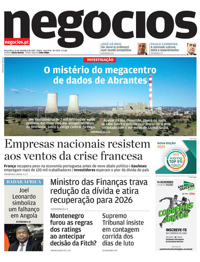 Primeira página do Negócios de 16 de setembro de 2025