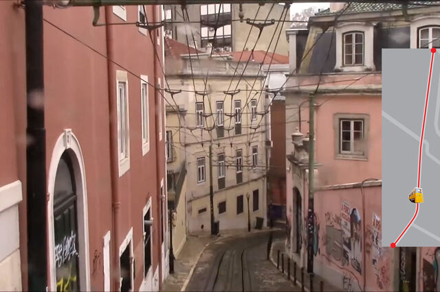 O trajeto que o Elevador da Glória fez até descarrilar