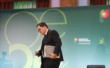 O ministro Miranda Sarmento na conferência de apresentação do OE2026