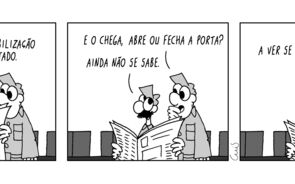 Cartoon sobre PS e Chega na viabilização do orçamento de estado