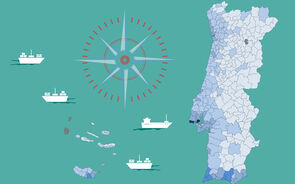 Mapa de Portugal com dados do segundo trimestre de 2025, incluindo os Açores e a Madeira