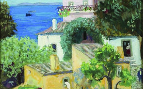 FRANCIS SMITH, Coin de village au Portugal, n.d., Guache sobre papel, Assinado no canto inferior esquerdo, 40x31,5cm