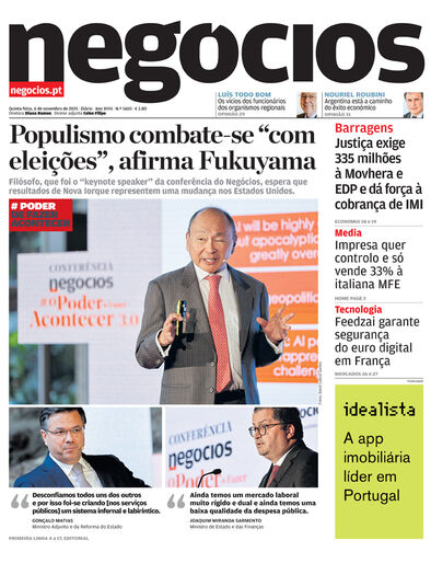 Primeira página do Negócios de 6 de novembro de 2025