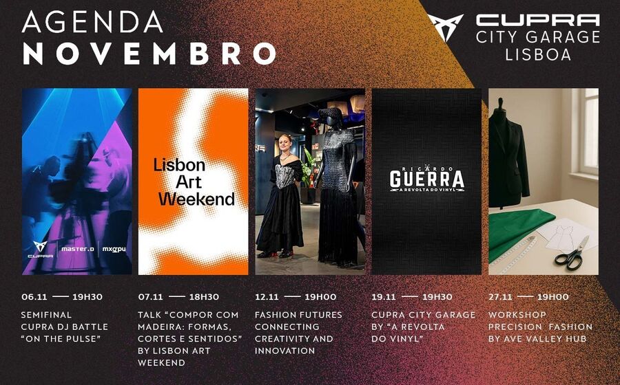 Agenda de novembro na Cupra City Garage em Lisboa com vários eventos