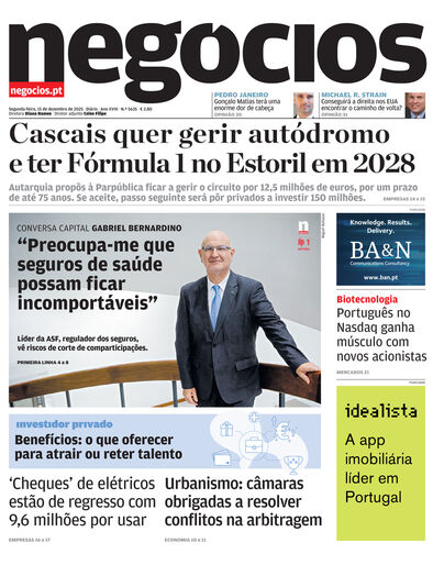 Primeira página do Negócios de 15 de dezembro de 2025