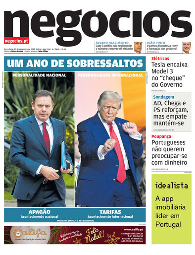 Primeira página do Negócios de 23 de dezembro de 2025