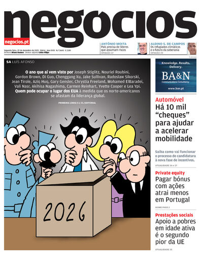 Primeira página do Negócios de 29 de dezembro de 2025