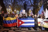 Lisboa: Protesto contra os EUA após captura de Maduro, com bandeiras de Venezuela e Cuba
