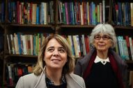 Catarina Martins com Pilar del Rio na Boutique da Cultura, em Lisboa