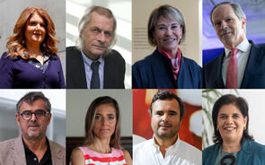 Retratos de personalidades diversas em montagem