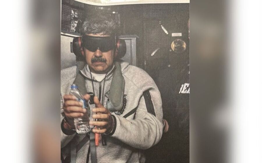 Imagem da detenção de Maduro divulgada por Trump nas redes sociais.