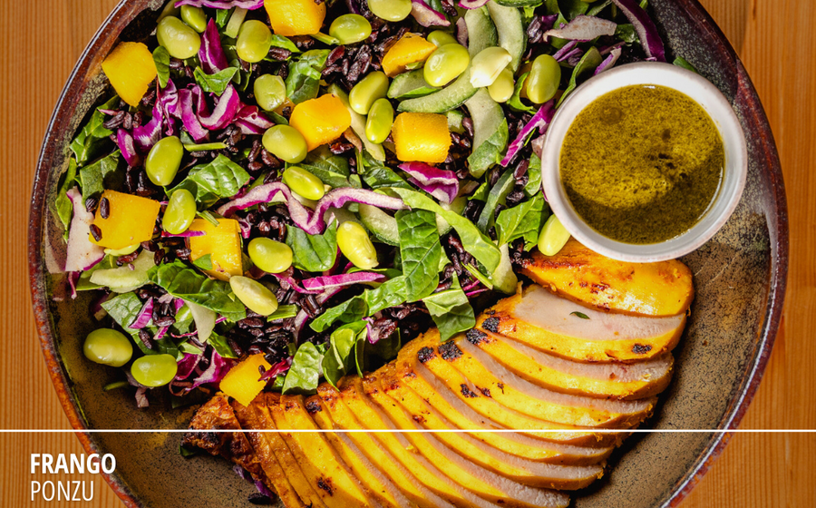 Frango Ponzu com informação nutricional detalhada