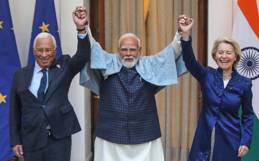 António Costa, Narendra Modi e Ursula von der Leyen