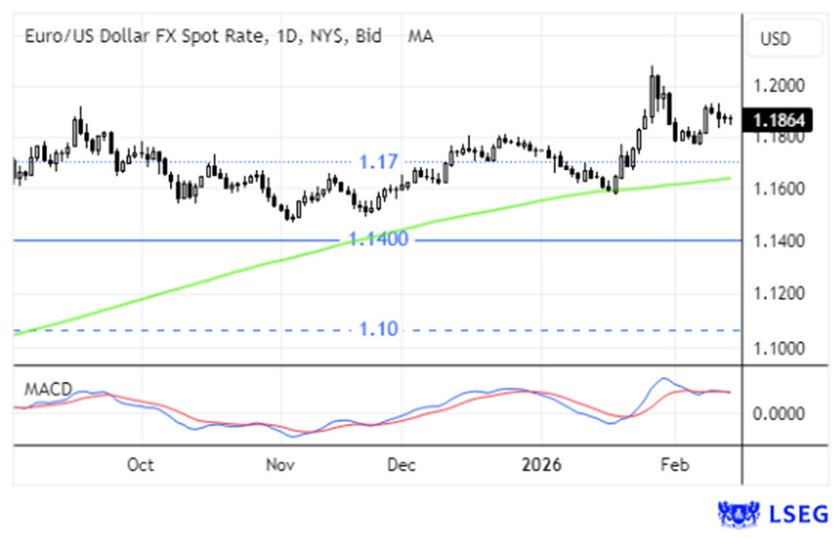 Taxa de câmbio euro/dólar americano: mercado Spot FX regista valor de 1,1864 USD
