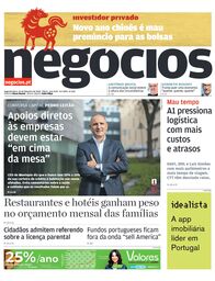 Primeira página do Negócios de 16 de fevereiro de 2026