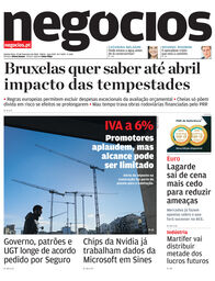 Primeira página do Negócios de 19 de fevereiro de 2026