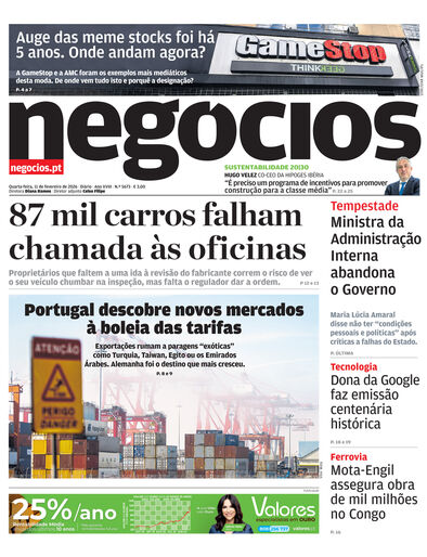 Primeira página do Negócios de 11 de fevereiro de 2026