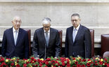 Marcelo Rebelo de Sousa, José Pedro Aguiar Branco e António José Seguro poucos momentos antes do juramento